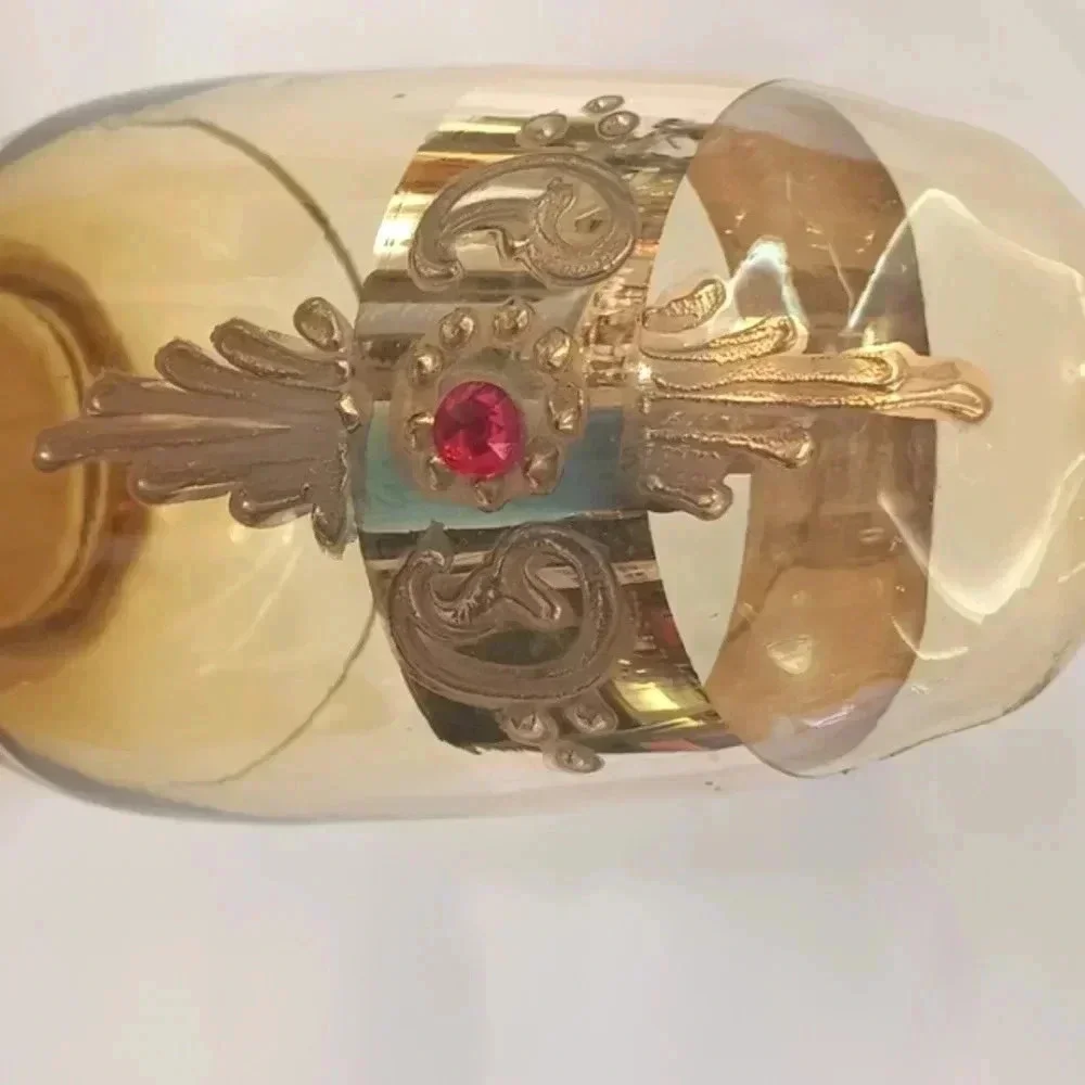 Vintage Italian amber glass decanter shot set